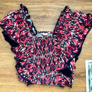 Anthropologie Let Me Be smocked top